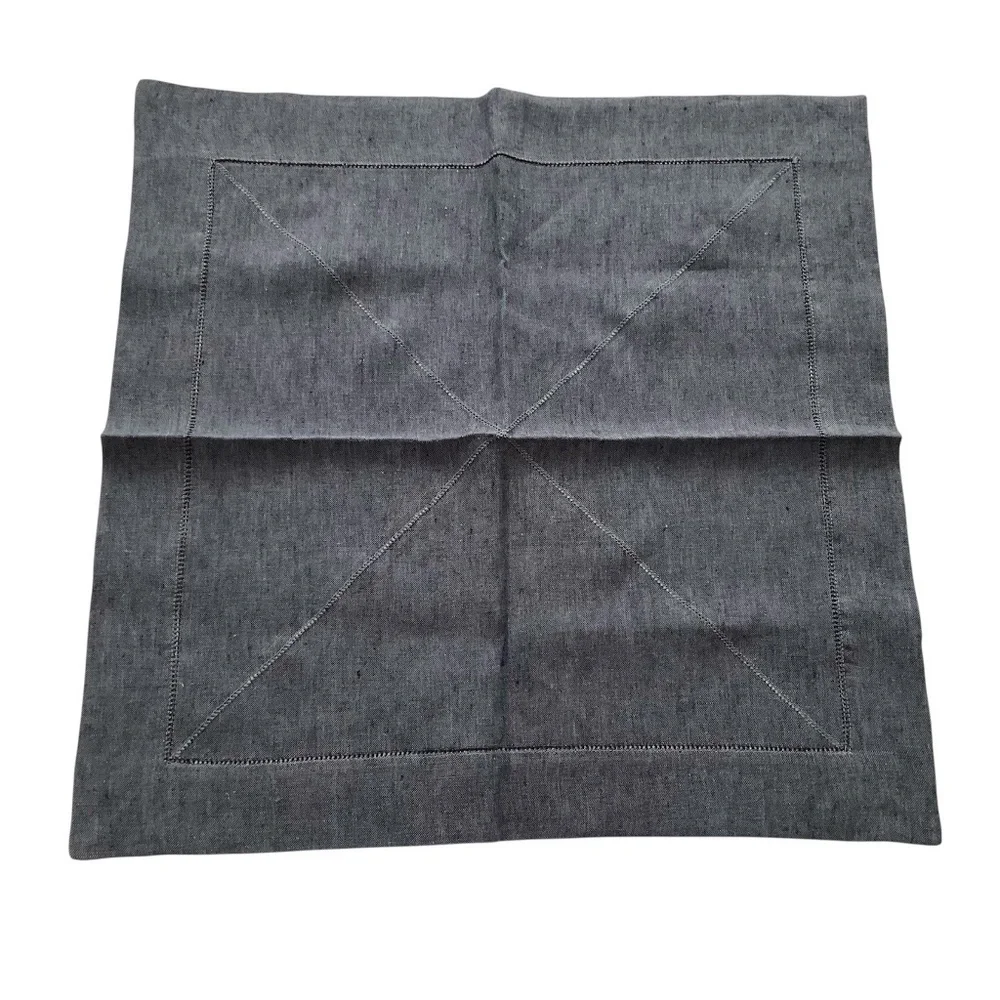 Marchsf Linen Napkin Set of 14 Denim Hemstitch Peter Speliopoulos 21”L x 21”W